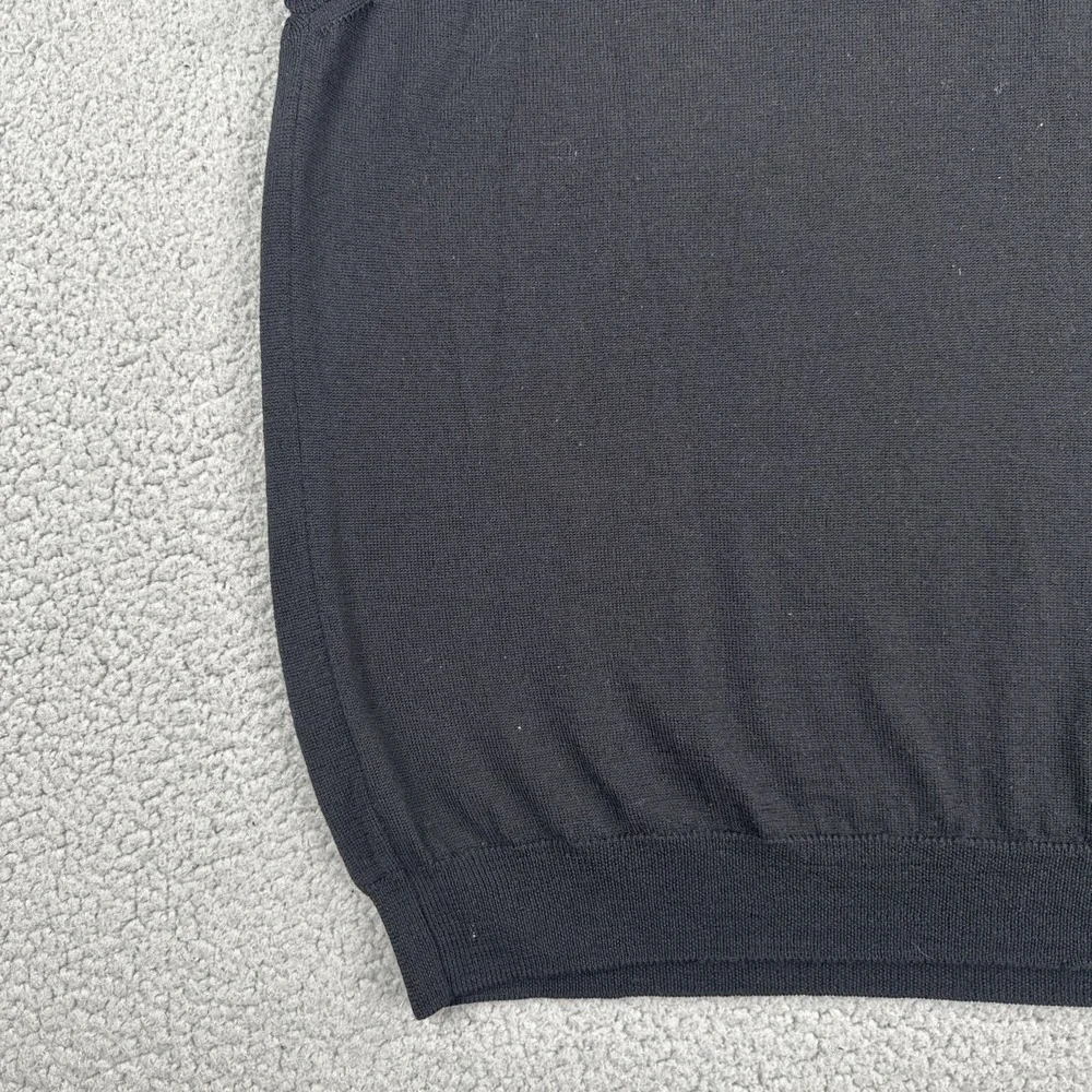 Grant Thomas Italian Merino Wool Sweater Vest Men XL Black V-Neck Made in Italy